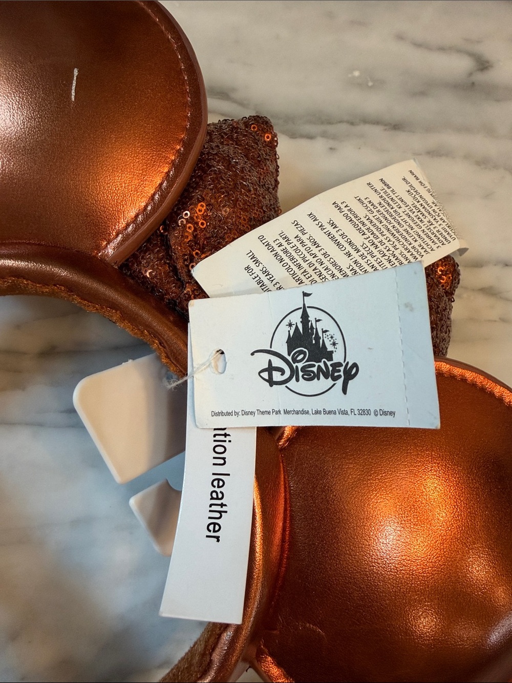 Disney Parks NWT Belle of the Ball Bronze Sequined Minnie Mouse Ear Headband - Picture 5 of 8